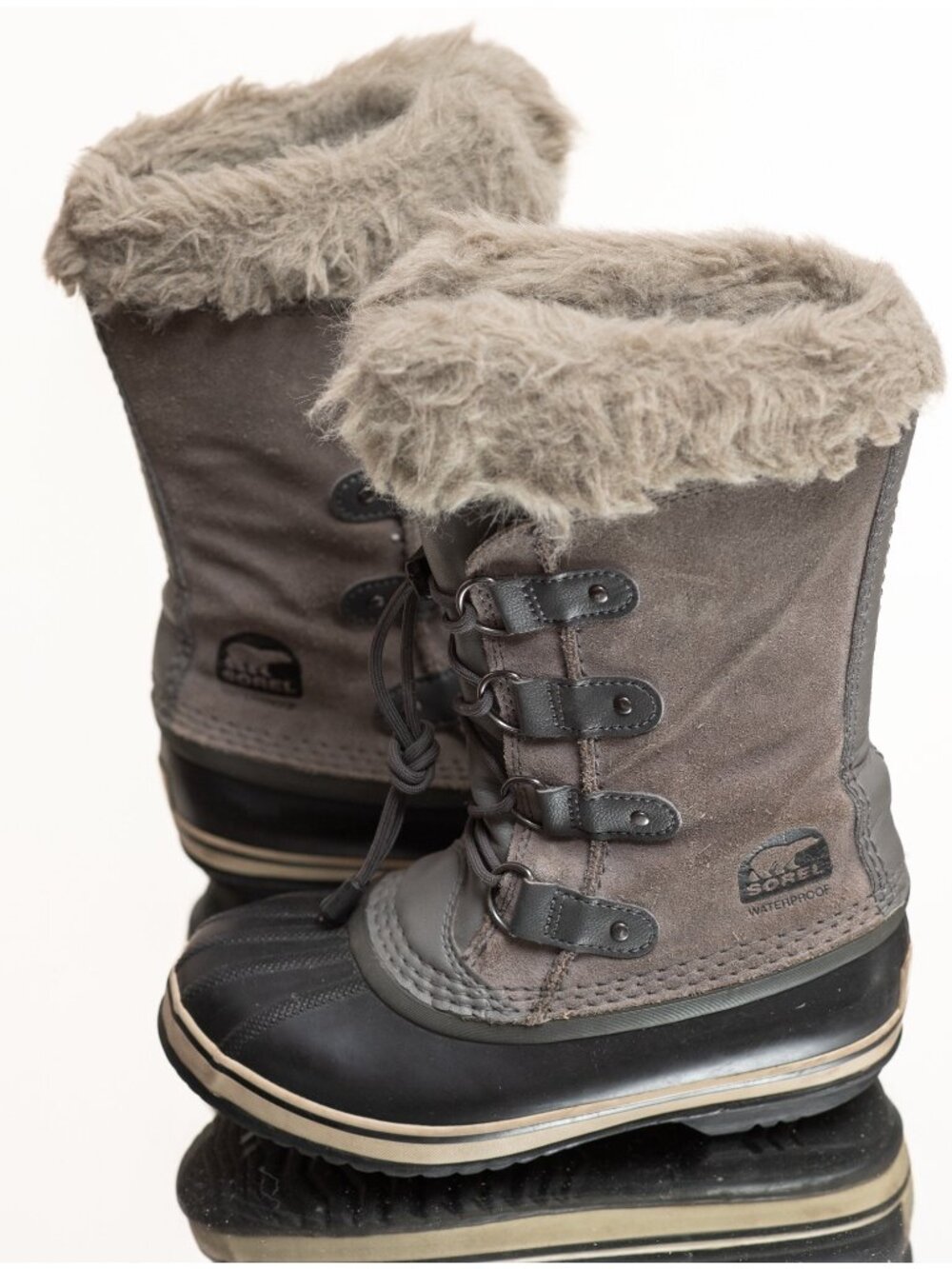 Sorel Joan Of Arc Winter Boots Tall Womens 5 Youth 3 Faux Fur Quiet Luxury